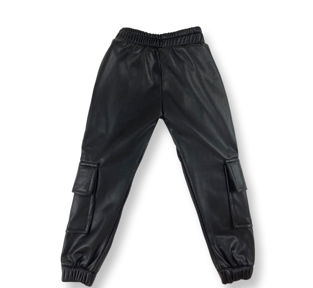 Leather joggers with cargo pockets