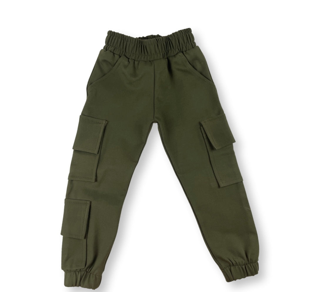 Unisex cargo joggers in olive