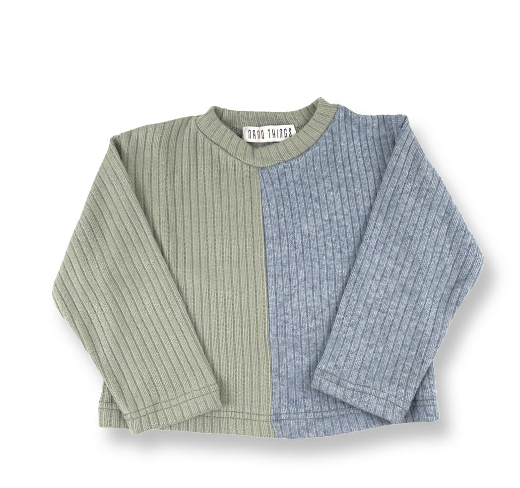 Ribbed co-ord set in green and blue