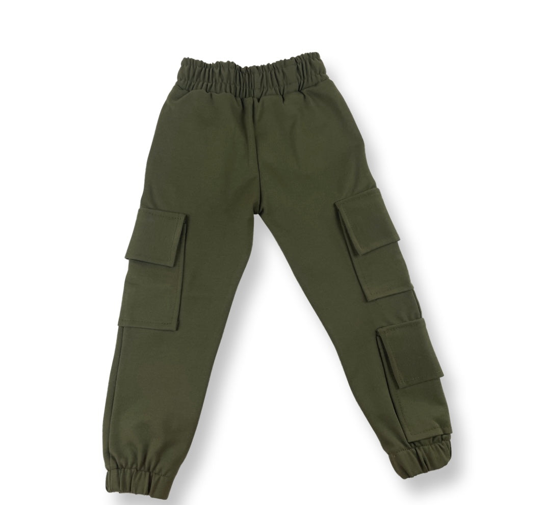 Unisex cargo joggers in olive