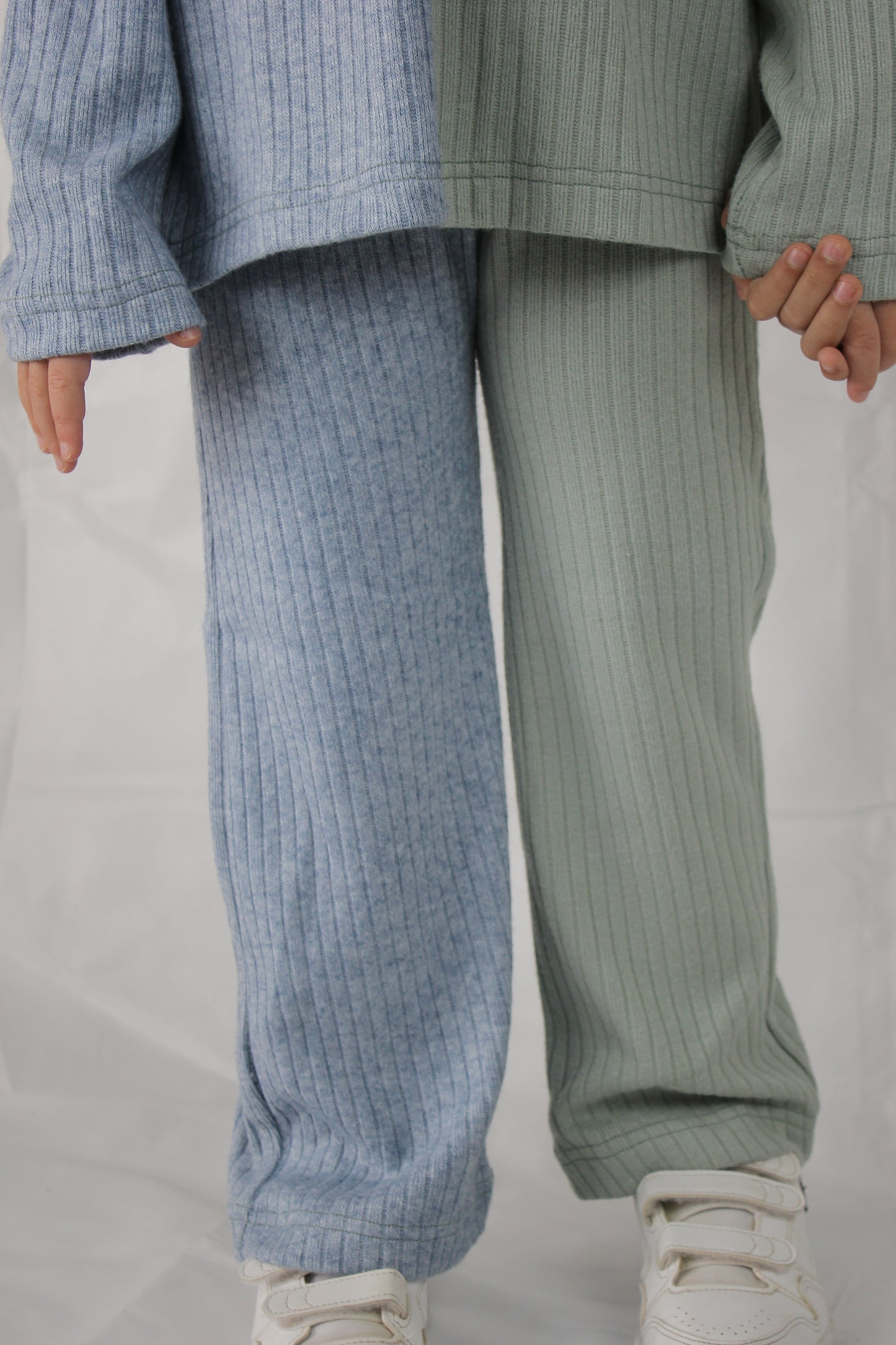 Ribbed co-ord set in green and blue