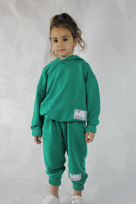 Unisex oversized sweatpants and hoodie co-ord set in green