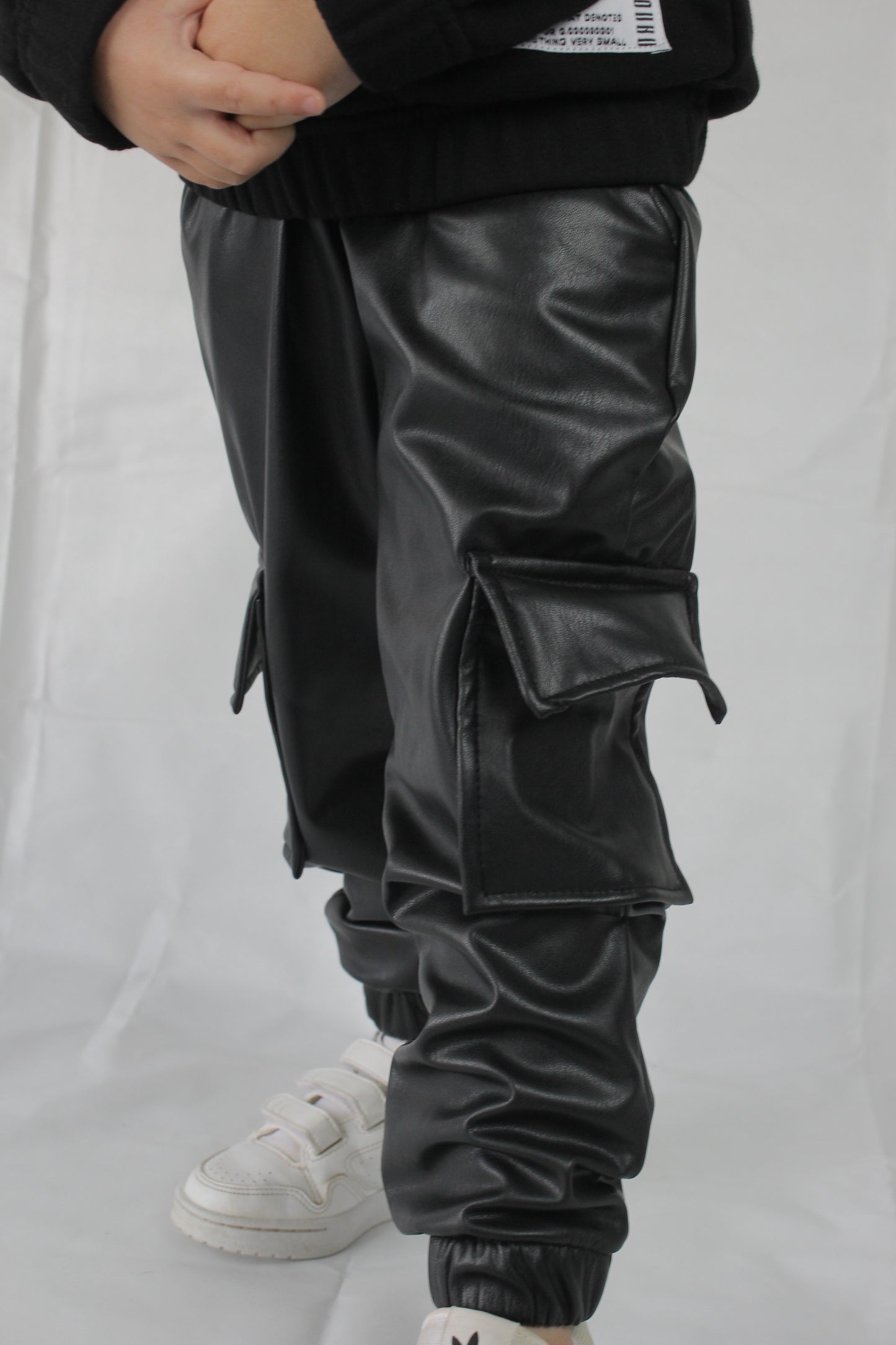 Leather joggers with cargo pockets