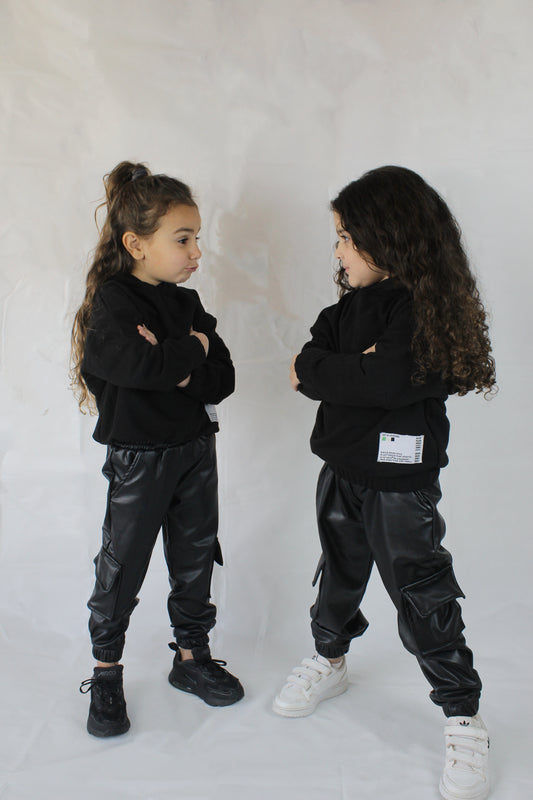 Leather joggers with cargo pockets