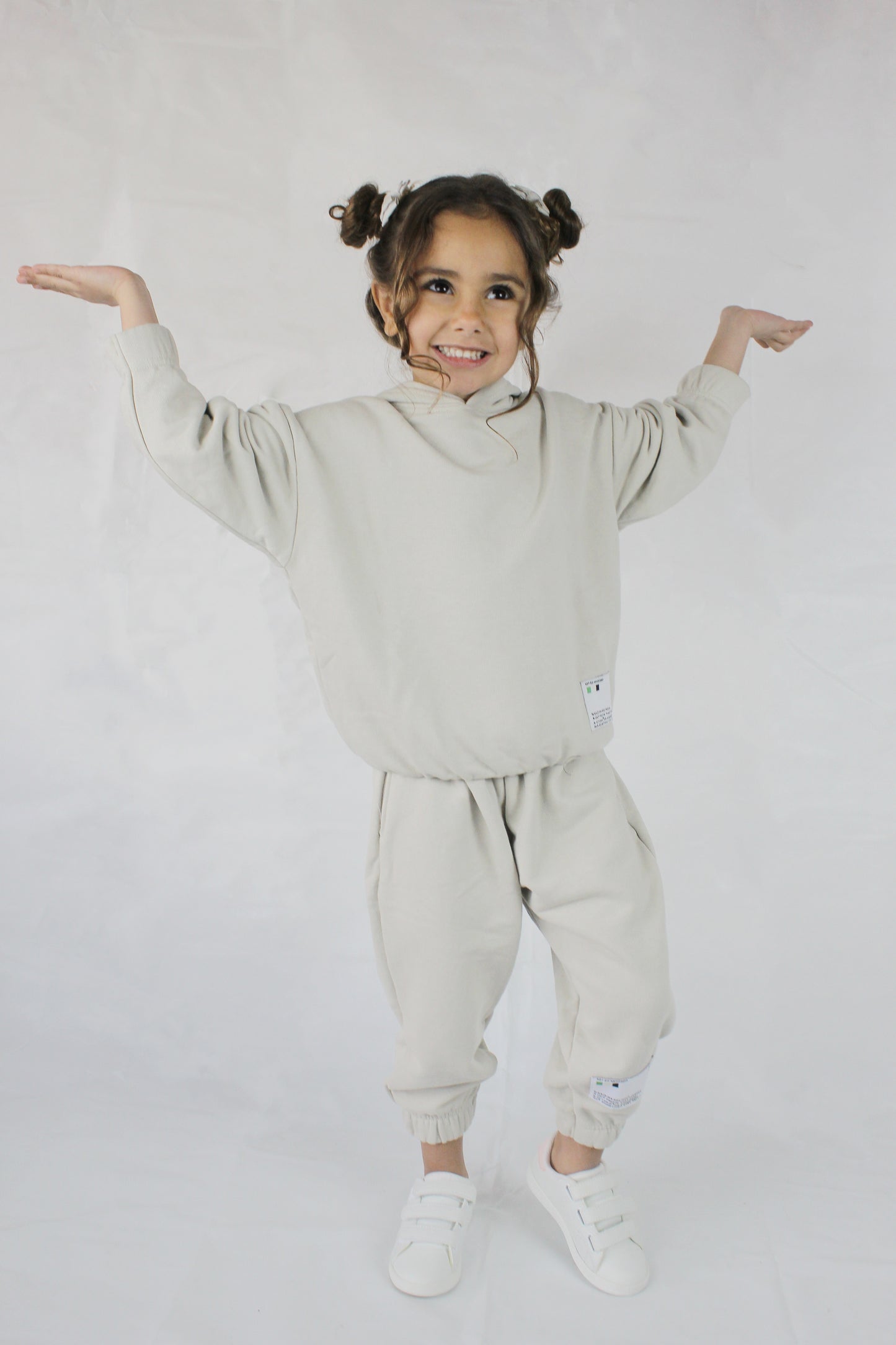 Unisex oversized sweatpants and hoodie co-ord set in cream