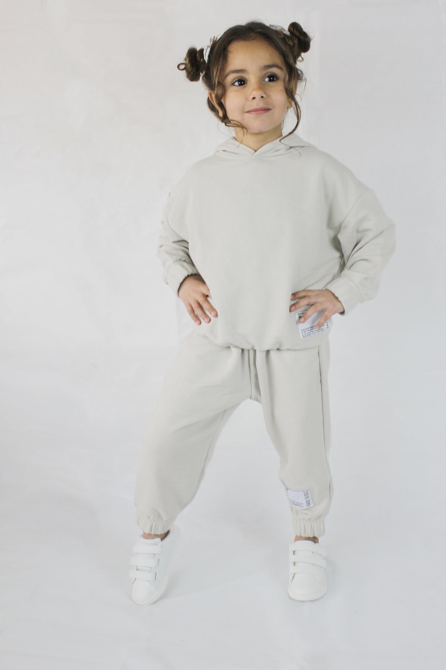 Unisex oversized sweatpants and hoodie co-ord set in cream