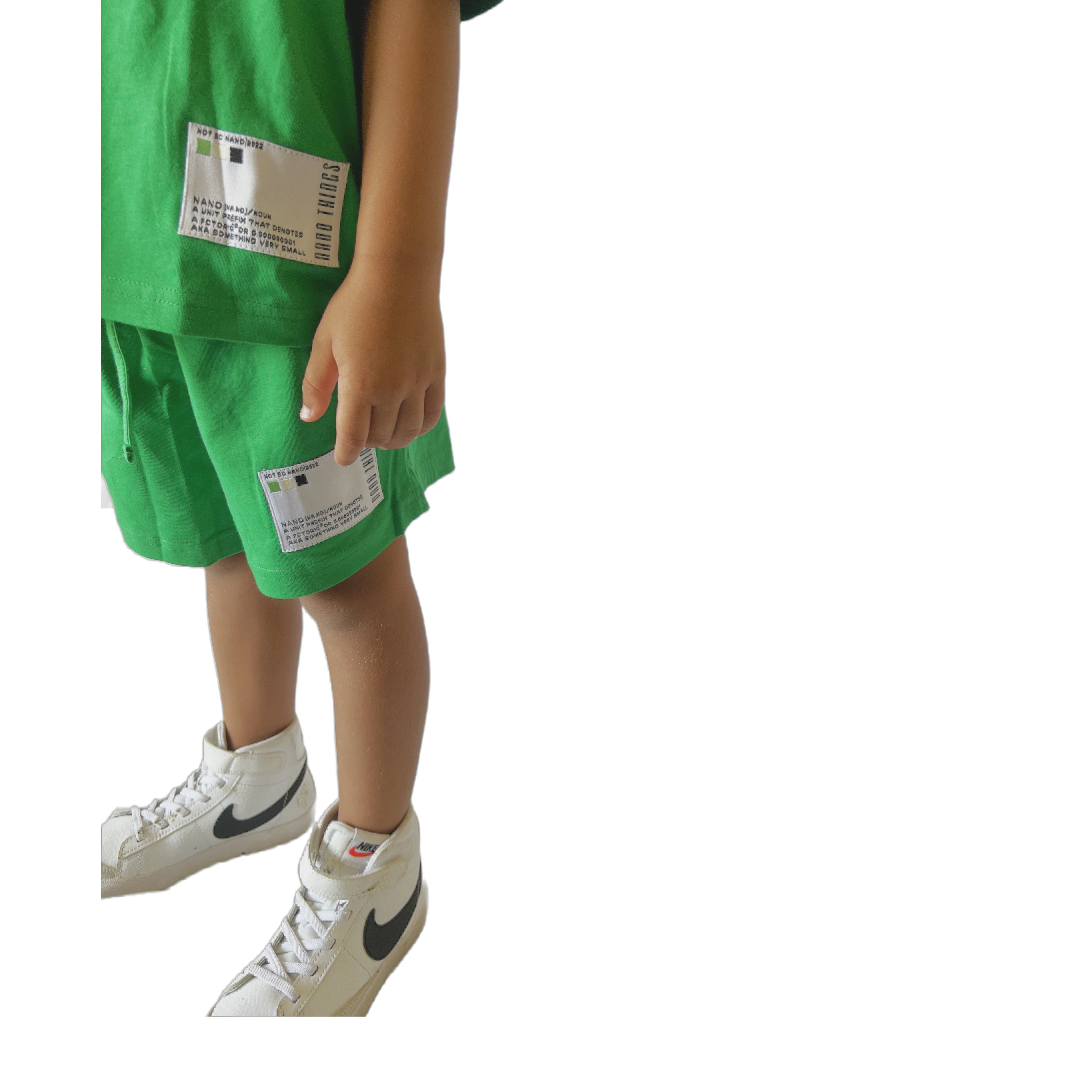 Unisex oversized t-shirt and shorts set in green